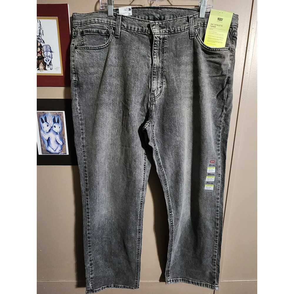 Levi's 541 Athletic Taper Stretch Jeans 42x30‎ Grey Acid Wash